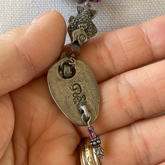 NWT Fish & Octopus Pendant Necklace w Amethysts Swarovski Crystals & Cze… - Picture 9 of 11